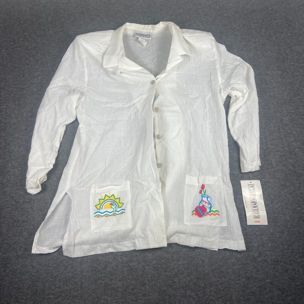Peter Popovitch Vintage White Button Down Shirt Made in USA Size Large NWT